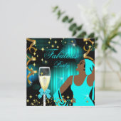 Fabelhafte Türkisblaue Glitzer-Diva-Geburtstag Einladung (Stehend Vorderseite)