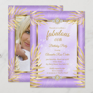Fabelhafte violette Diamant Goldene Palmen Party Einladung