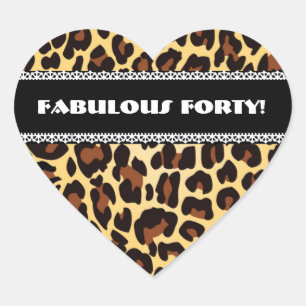 Fabelhafter 40. Geburtstags-Leopard und Spitze A10 Herz-Aufkleber