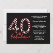 Fabelhafter 40. schwarzer und roter einladung (Vorderseite)