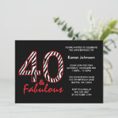 Fabelhafter 40. schwarzer und roter einladung (Stehend Vorderseite)
