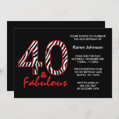 Fabelhafter 40. schwarzer und roter einladung (Vorne/Hinten)