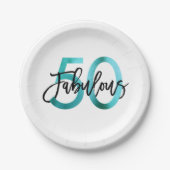 Fabelhafter 50. | moderner eleganter aquamariner pappteller (Vorderseite)