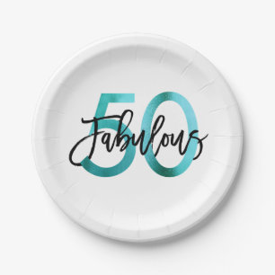 Fabelhafter 50.   moderner eleganter aquamariner pappteller