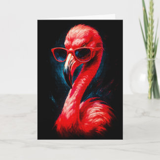 Fabelhafter Flamingo mit Sonnenbrille Karte
