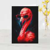 Fabelhafter Flamingo mit Sonnenbrille Karte (Gelbe Blume)