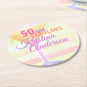 Fabelhafter Geburtstag des Aquarell-rosa Runder Pappuntersetzer (Angewinkelt)