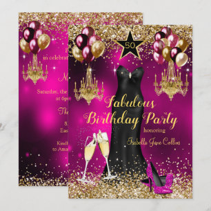 Fabelhafter Geburtstag rosa Feier Star High Heels Einladung