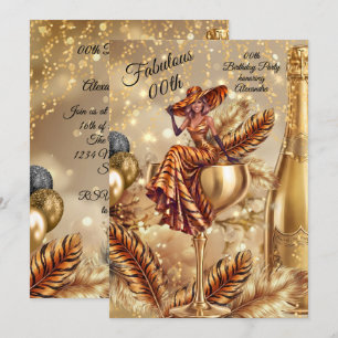 Fabelhafter Geburtstag Tiger Gold Kleid Champagner Einladung