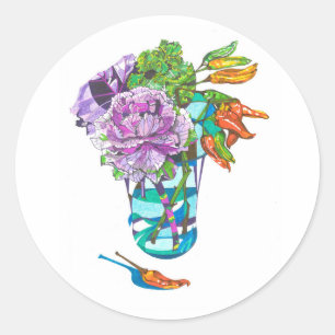Fabelhafter Herbst-Blumenstrauß Runder Aufkleber