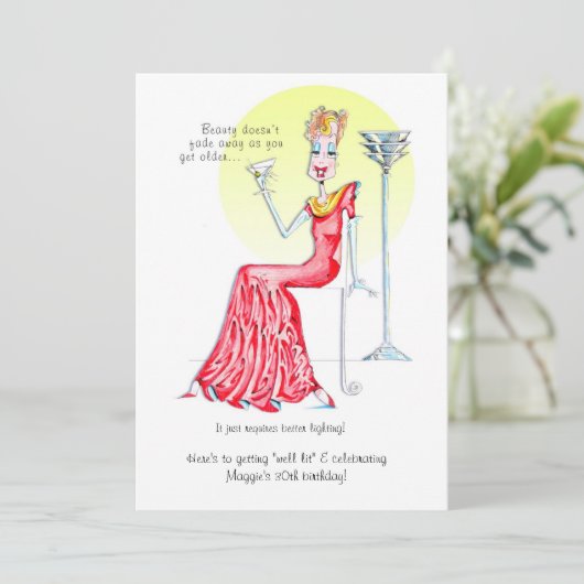 Fabelhafter weiblicher Geburtstag laden ein! Einladung (Stehend Vorderseite)