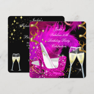 Fabelhaftes 50. Geburtstag in Hot Pink mit Glitter Einladung