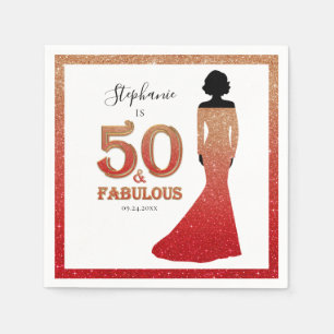 Fabelhaftes 50. Geburtstags-Ombre-Glitter-Kleid Serviette