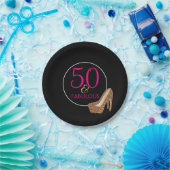 Fabelhaftes 50 rosa schwarzes 50. pappteller (Party)