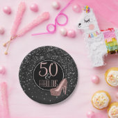 Fabelhaftes 50. schwarzes silbernes Rosa des Pappteller (Party)