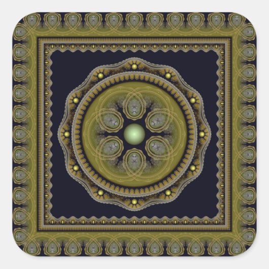 Fabelhaftes Fraktal Mandala Quadratischer Aufkleber (Vorderseite)