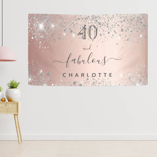 Fabelhaftes Geburtstags-Roségold-Silber-Glitter-Na Banner