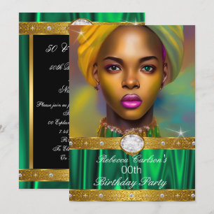 Fabelhaftes Geburtstagsfoto Smaragd Diamanten Einladung