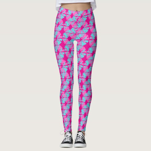 Fabelhaftes, rosa Phasenverschiebungsmuster Leggings (Vorderseite)