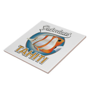 fabelhaftes Tahiti-Retro-Logo Fliese