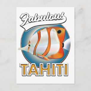 fabelhaftes Tahiti-Retro-Logo Postkarte