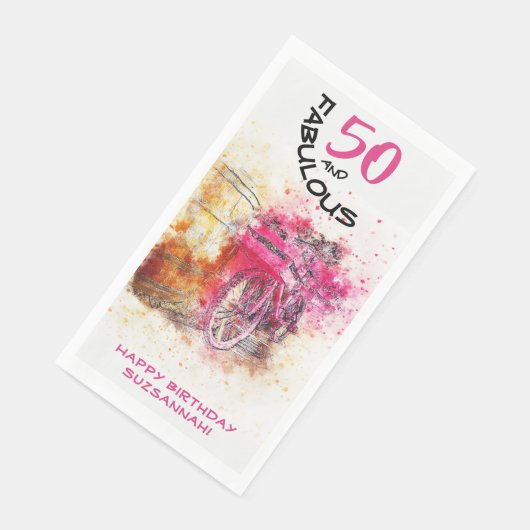 Fabelhaftes Vintages Fahrrad nach Jahr Serviette (Ecke)