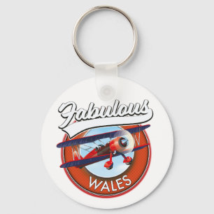 Fabelhaftes Wales Retro-Reise-Patch Schlüsselanhänger