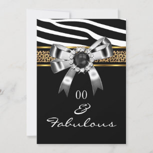 Fabelhaftes Zebra Gold Schwarz Weiß Leopard Party Einladung