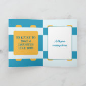 Fabeltochter Foto Name blau gelb Geburtstag Karte (Innenseite)