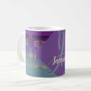 Fabergè-like Monogram Lila Blue Gradient Kaffeetasse