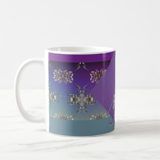 Fabergè-like Monogram Lila Blue Gradient Kaffeetasse (Links)