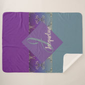 Fabergè-like Monogram Lila Blue Gradient Sher Sherpadecke (Vorderseite (Horizontal))
