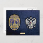 Faberge Tsarevich Egg mit Überraschung auf blauem  Postkarte (Vorne/Hinten)