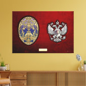 Faberge Tsarevich Egg mit Überraschung über Red Ve Leinwanddruck (Insitu (Wohnzimmer))