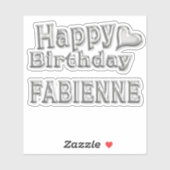 Fabienne Happy Birthday silver Aufkleber Sticker (Blatt)