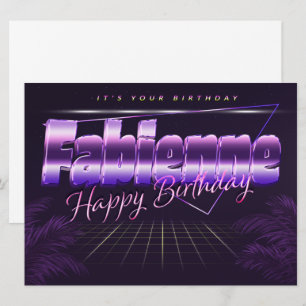 Fabienne Name Vorname lila retro Karte Geburtstag