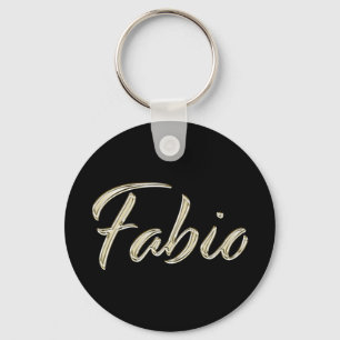 Fabio Name Weißgold Button Schlüsselanhänger