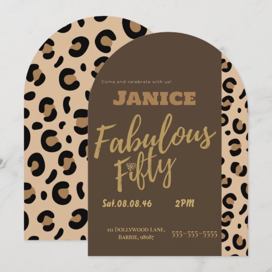 Fabolous Cheetah 50er Einladung (Vorne/Hinten)