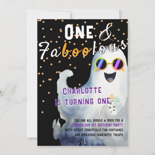 FaBOOlous Halloween Little BOO Baby 1. Geburtstag Einladung (Vorderseite)