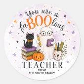 FaBOOlous Lehrer Halloween Runder Aufkleber (Vorderseite)