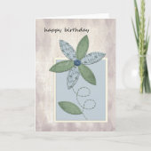 Fabric Birthday Blume Card Karte (Vorderseite)