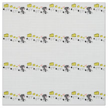 Fabric Cheesy Mousey Red Hearts Kisses