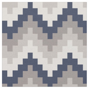 Fabric Chevron Pattern Azul Gray Geometrisch und Stoff