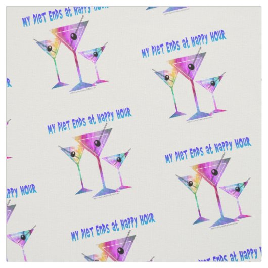 FABRIC - DIET ENDET BEI HAPPY HOUR, Cocktail Spaß Stoff (Muster)