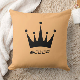 Fabric Polyester Custom Queen Text Black Crown Kissen