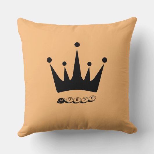 Fabric Polyester Custom Queen Text Black Crown Kissen (Rückseite)