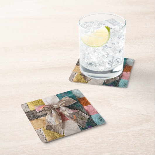 Fabric Ribbon Bow Coaster Rechteckiger Pappuntersetzer (Vor Ort)