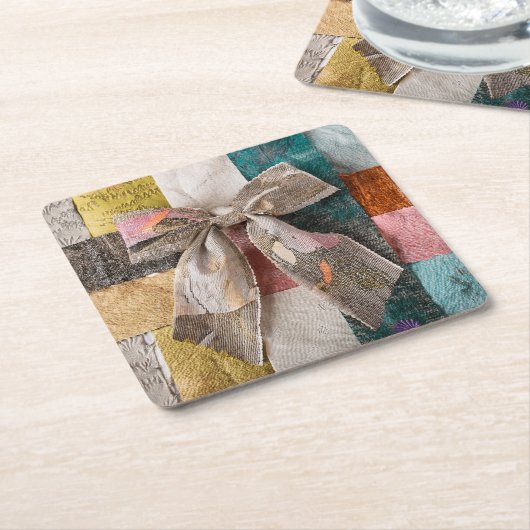 Fabric Ribbon Bow Coaster Rechteckiger Pappuntersetzer (angewinkelt)