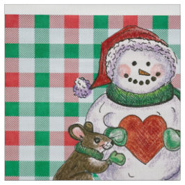 Fabric von Herz und Snowman Friends Stoff