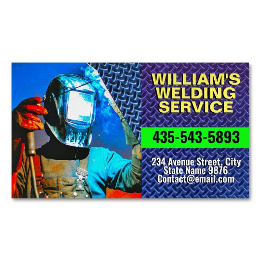 Fabrication Contractor, Professional Metal Welding Magnetische Visitenkarte (Vorderseite)